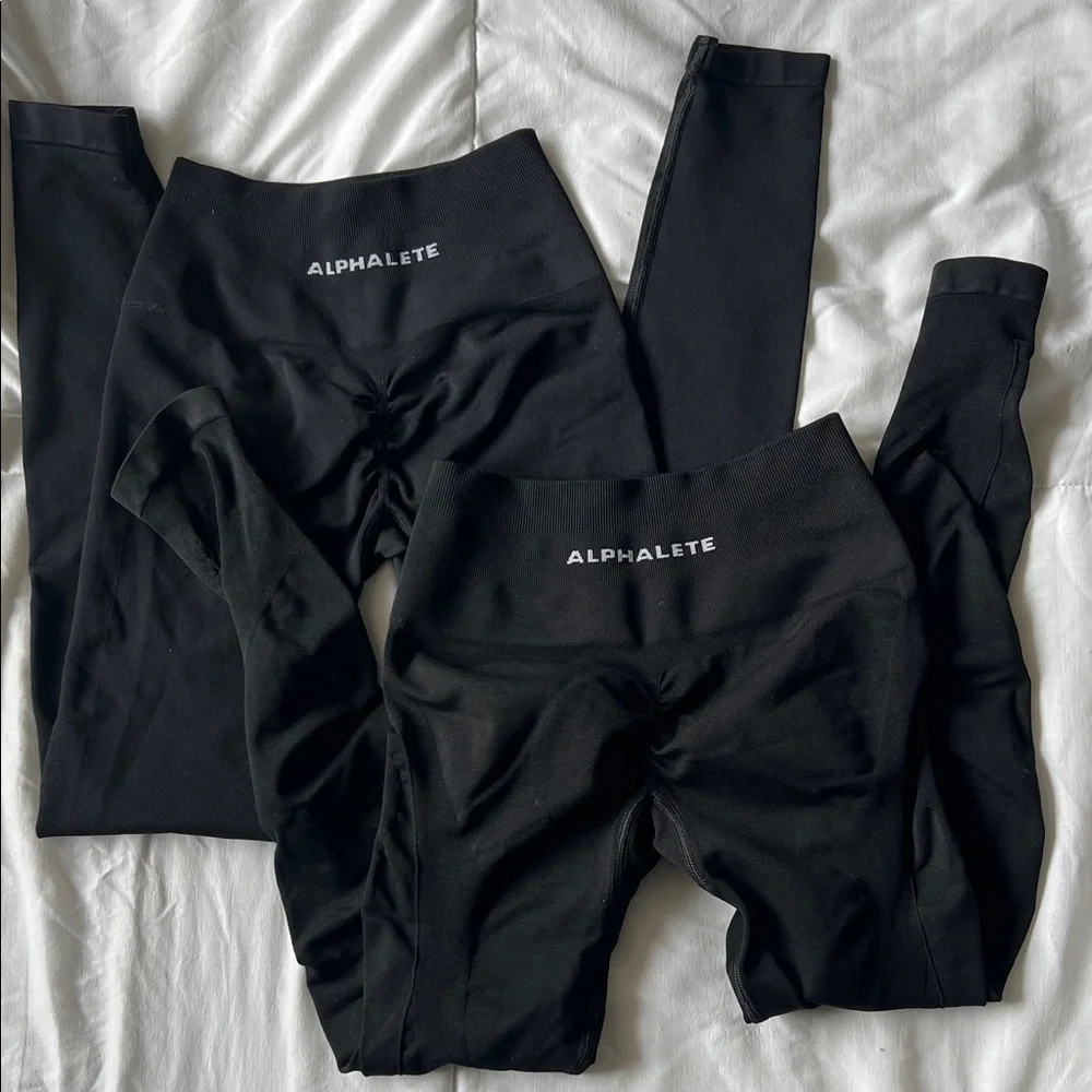 Alphalete Jet Black High-Waisted Leggings - Picture 1 of 4